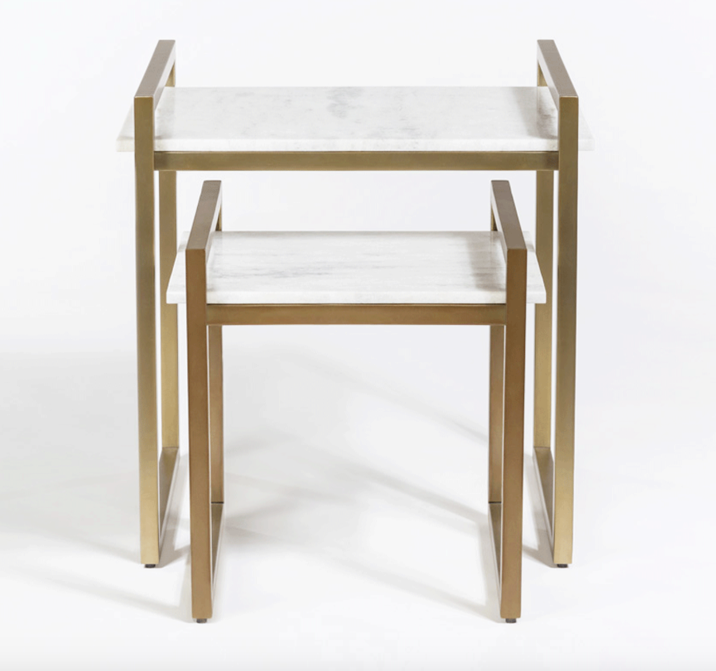 Santa Dominguez Nesting Tables - Antique Brass & Marble - Set of 2 - Classic Carolina Home
