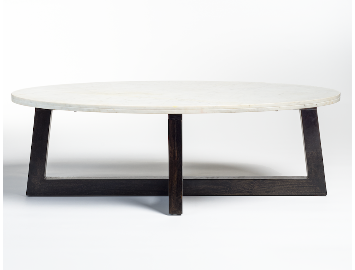 Doris 54" Oval Coffee Table - Marble + Aged Brown - Classic Carolina Home