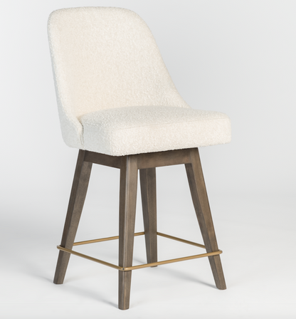 Zach Swivel Counter Stool - Cotton + Brown - Classic Carolina Home