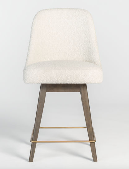 Zach Swivel Counter Stool - Cotton + Brown - Classic Carolina Home