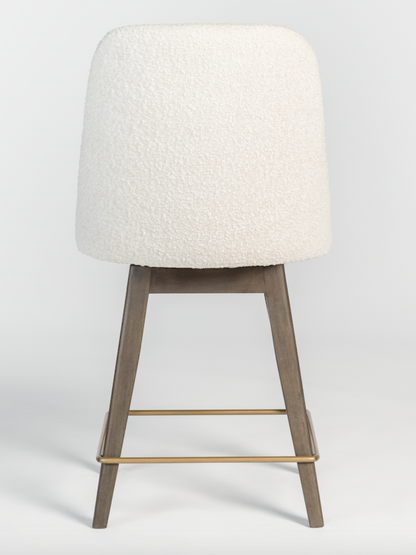 Zach Swivel Counter Stool - Cotton + Brown - Classic Carolina Home
