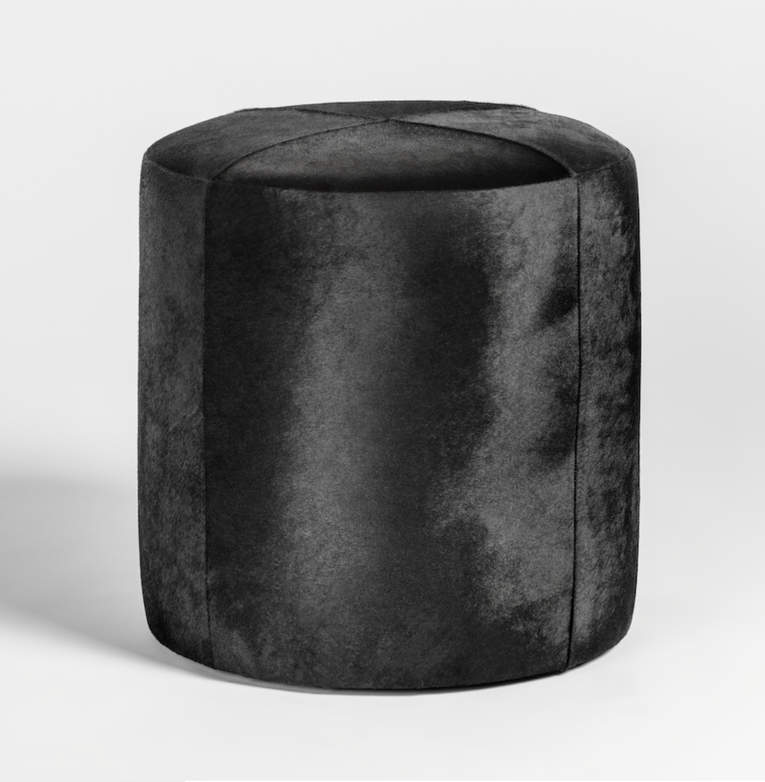 Mae 18" Small Leather Ottoman - Ebony - Classic Carolina Home