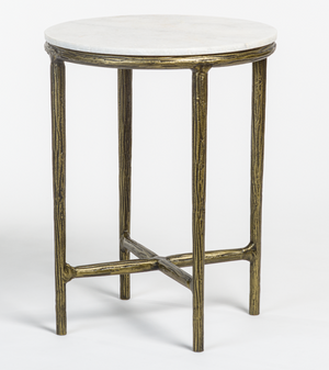 Barona 18" End Table - Marble + Antique Bronze - Classic Carolina Home