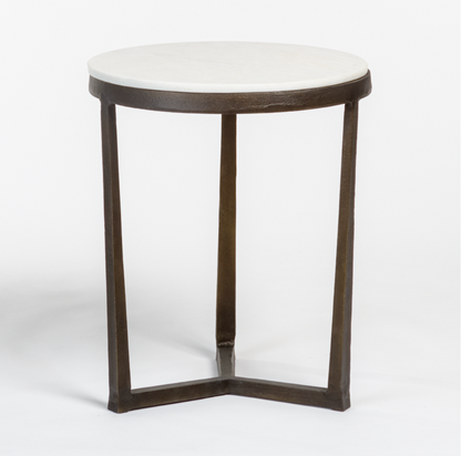 Kure 18" End Table - Marble + Gunmetal - Classic Carolina Home