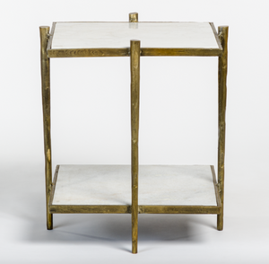 Renfro 20" End Table - Marble + Brass - Classic Carolina Home