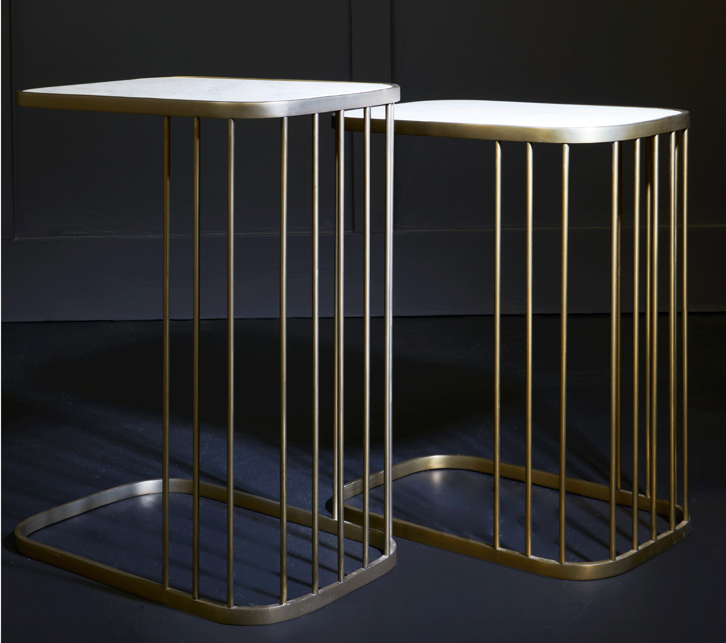 Exeter Marble & Brass Nesting Tables - Set of 2 - Classic Carolina Home