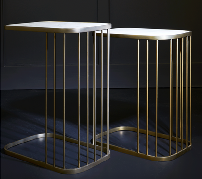 Exeter Marble & Brass Nesting Tables - Set of 2 - Classic Carolina Home