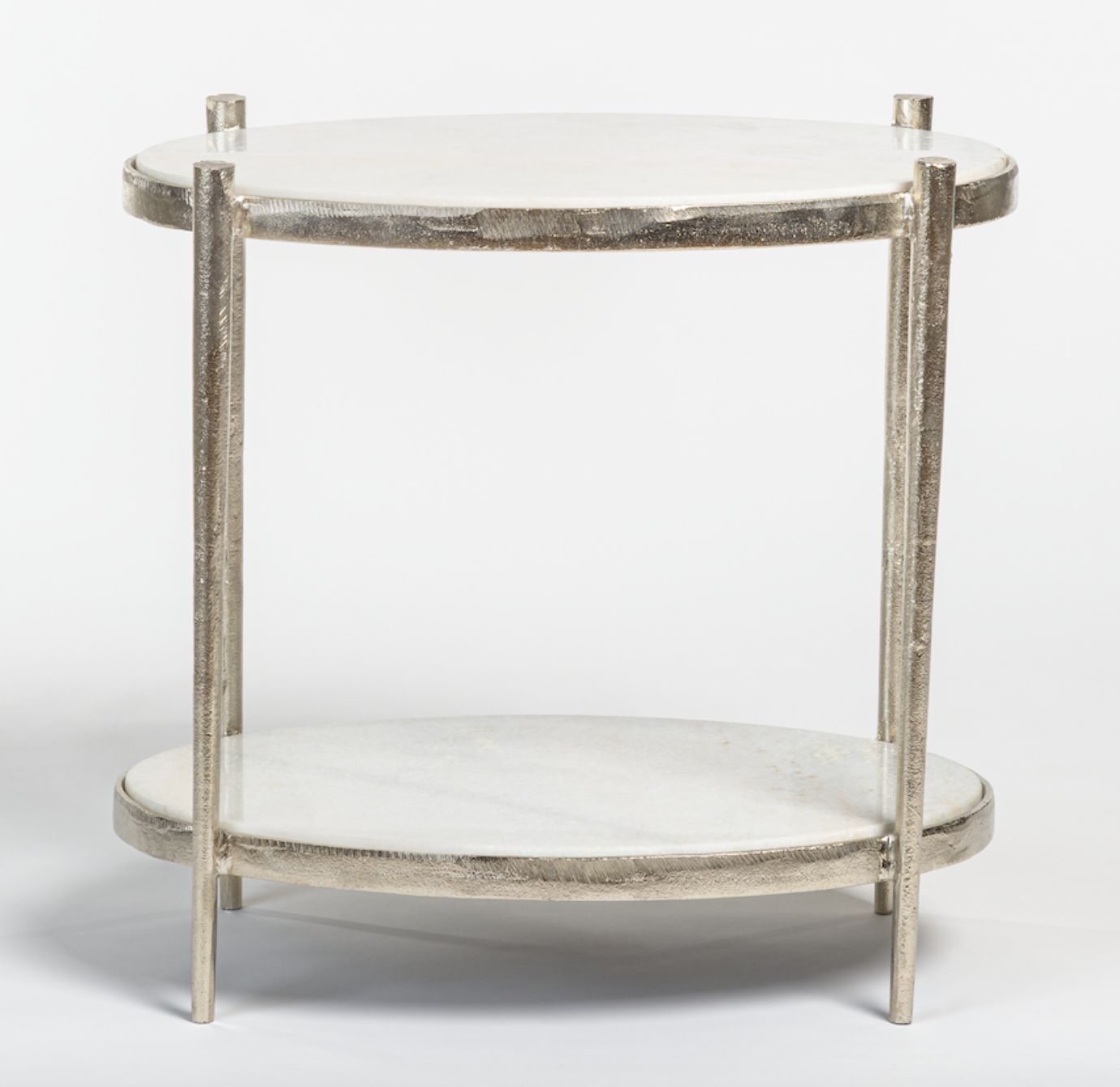 Toro 26" Oval End Table - Marble + Nickel - Classic Carolina Home