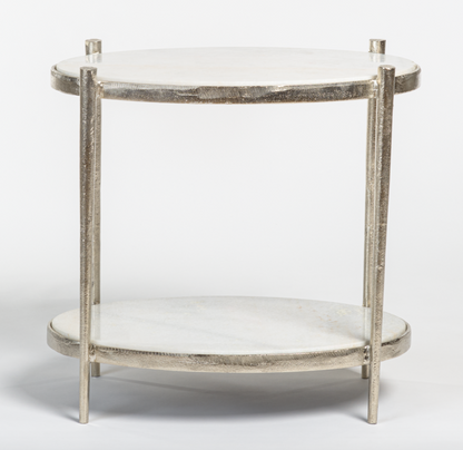 Toro 26" Oval End Table - Marble + Nickel - Classic Carolina Home