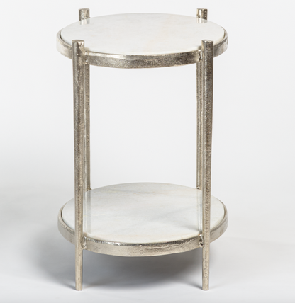 Toro 26" Oval End Table - Marble + Nickel - Classic Carolina Home