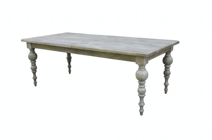 Salem 82" - 102" Extension Dining Table - New White Wash - Classic Carolina Home