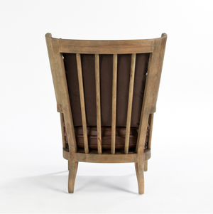 Lars Oak Wingback Accent Chair - Driftwood + Havana Leather - Classic Carolina Home