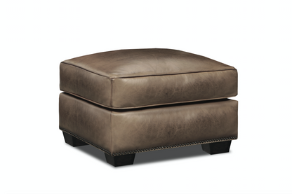 Wallace 30" Top Grain Leather Ottoman - Diva Mustang - Classic Carolina Home