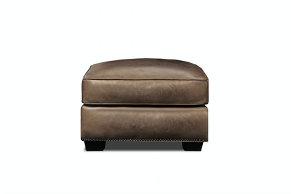 Wallace 30" Top Grain Leather Ottoman - Diva Mustang - Classic Carolina Home