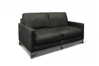 Clarksdale 67" Top Grain Leather 2 Cushion Loveseat - Napa Charcoal - Classic Carolina Home