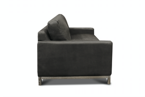 Clarksdale 67" Top Grain Leather 2 Cushion Loveseat - Napa Charcoal - Classic Carolina Home