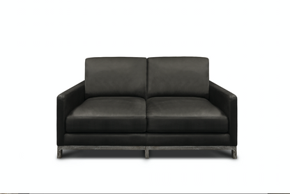 Clarksdale 67" Top Grain Leather 2 Cushion Loveseat - Napa Charcoal - Classic Carolina Home