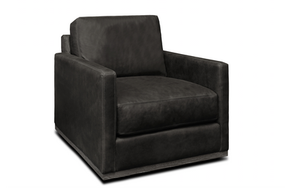 Clarksdale 32" Top Grain Leather Swivel Chair - Napa Charcoal - Classic Carolina Home