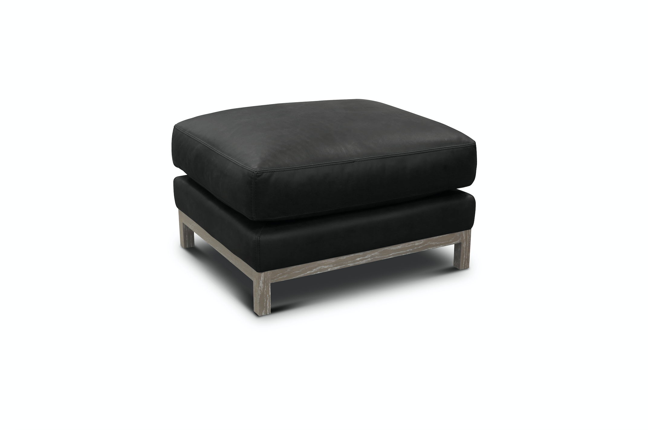 Clarksdale 30" Top Grain Leather Ottoman - Napa Charcoal - Classic Carolina Home