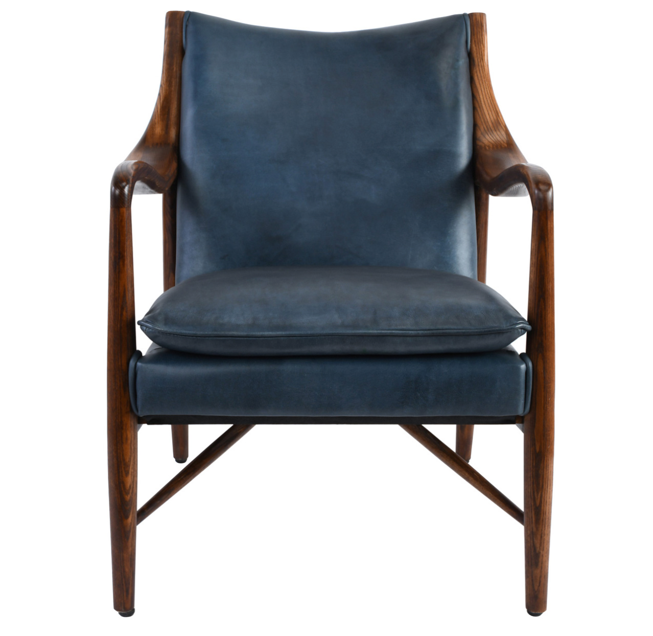 Keyanna Top Grain Leather Club Chair - Blue - Classic Carolina Home