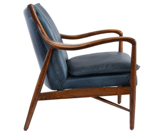 Keyanna Top Grain Leather Club Chair - Blue - Classic Carolina Home