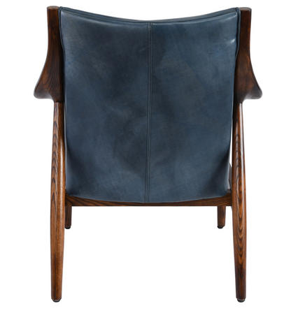 Keyanna Top Grain Leather Club Chair - Blue - Classic Carolina Home