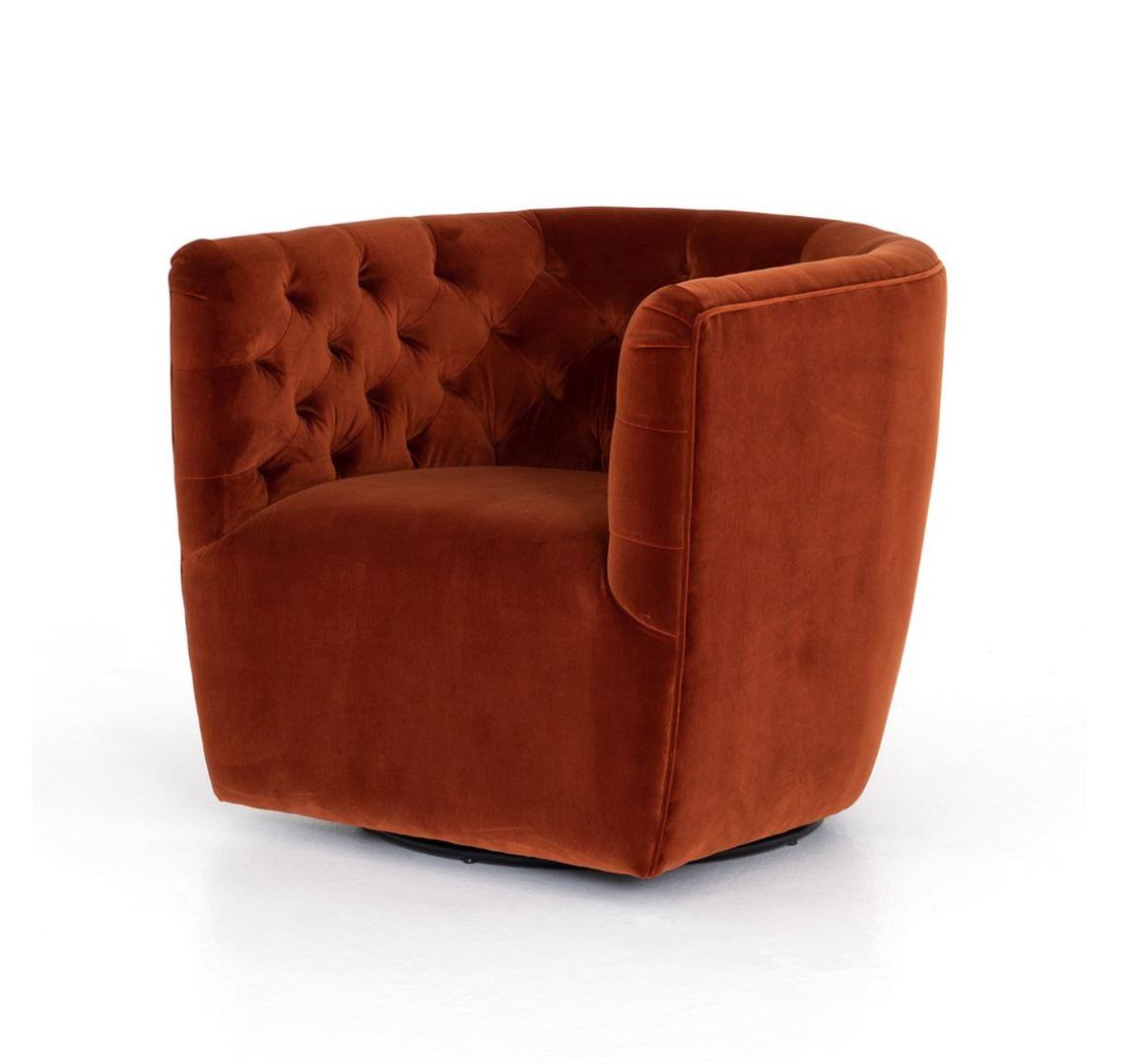 Hamilton 33" Tufted Swivel Chair - Rust - Classic Carolina Home