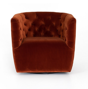 Hamilton 33" Tufted Swivel Chair - Rust - Classic Carolina Home