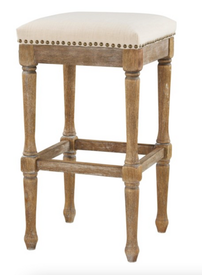 Walker Barstool - Putty Linen + Driftwood - Classic Carolina Home
