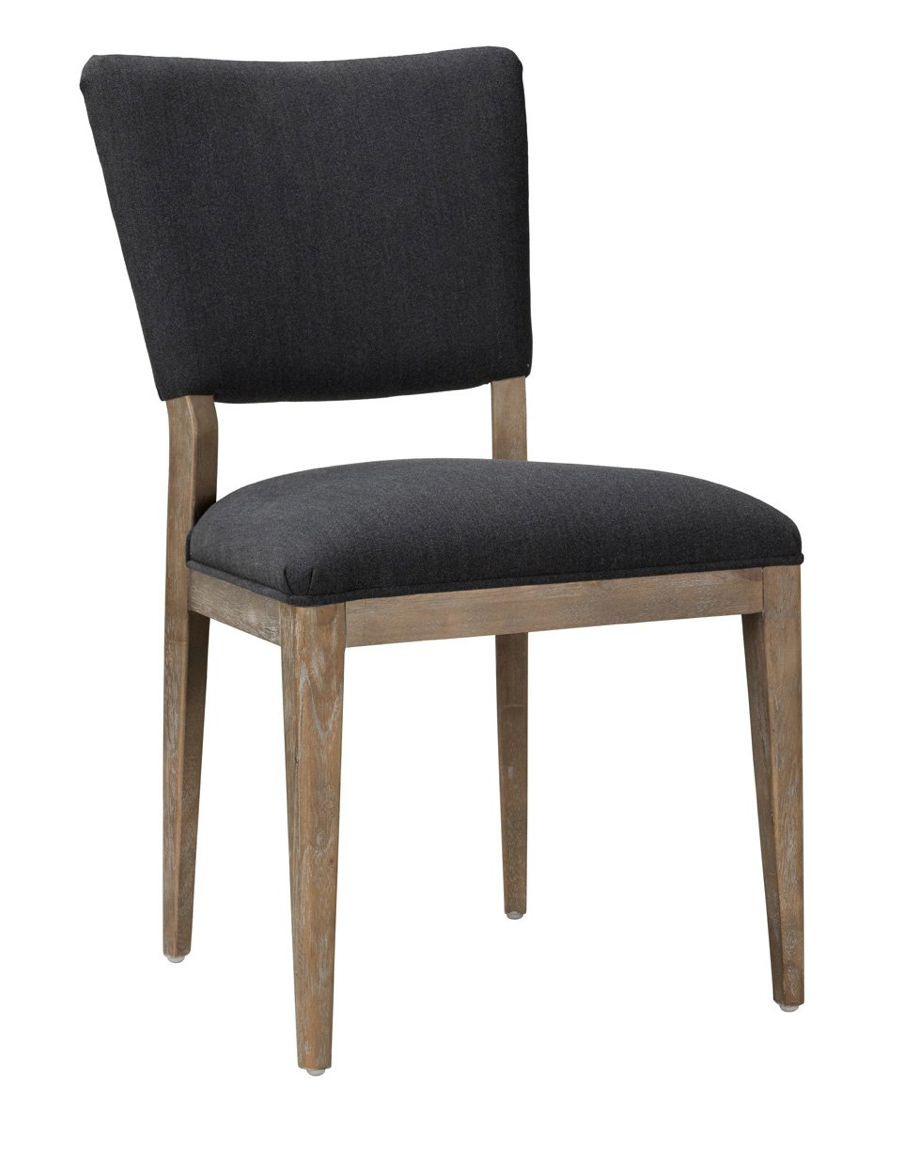 Patrick Upholstered Dining Chair - Charcoal Linen + Gray Wash - Classic Carolina Home