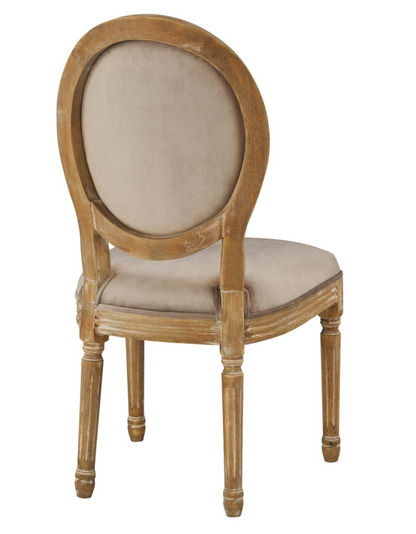 Hartwell Oval Fabric Back Side Chair - Platinum Velvet + Driftwood - Classic Carolina Home