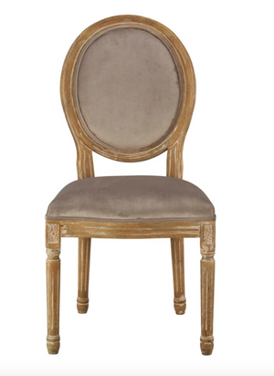 Hartwell Oval Fabric Back Side Chair - Platinum Velvet + Driftwood - Classic Carolina Home