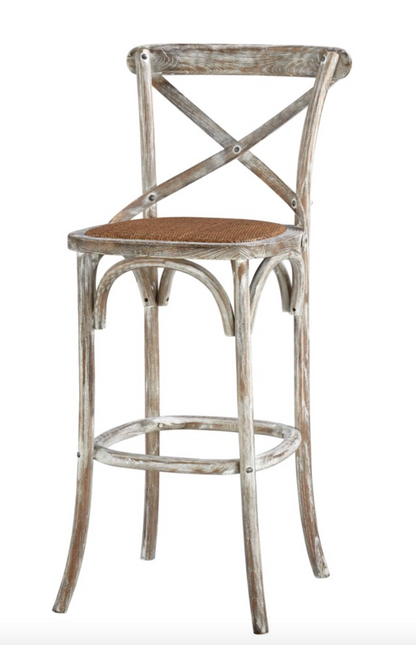 Barnett X-Back Barstool - White Washed - Classic Carolina Home