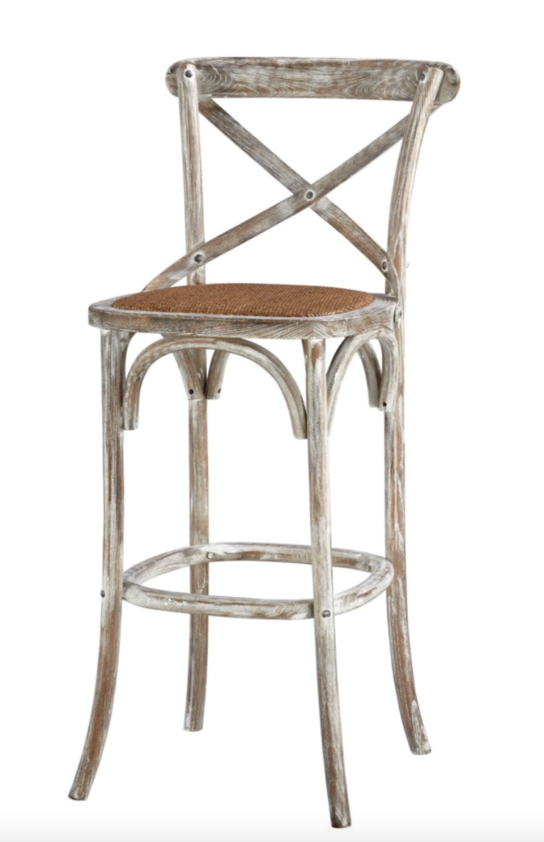 Barnett X-Back Barstool - White Washed - Classic Carolina Home