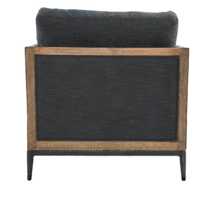 Ryder 33" Occasional Chair - Navy Tweed + Pine - Classic Carolina Home