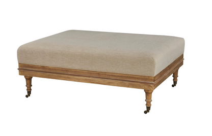 Bexley 48" Cocktail Ottoman - French Linen - Classic Carolina Home