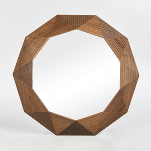 Neva 47" Geometric Oak Wood Mirror