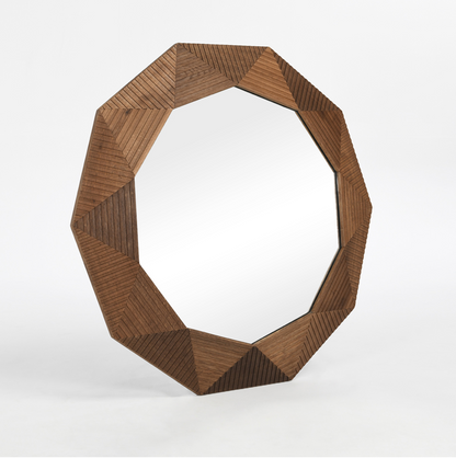 Neva 47" Geometric Oak Wood Mirror