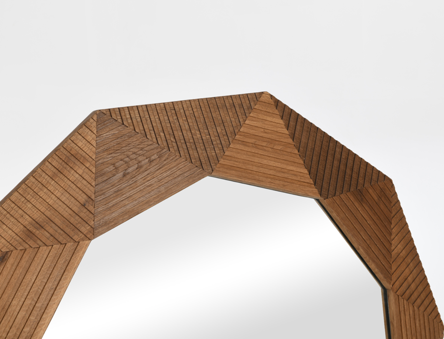 Neva 47" Geometric Oak Wood Mirror