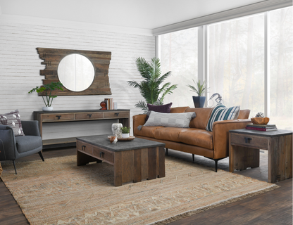 Amelia 84" Top Grain Leather Sofa - Tobacco