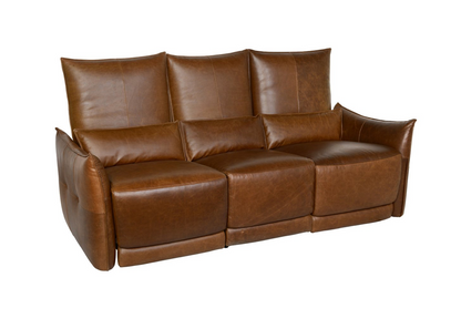 Helsinki 78" 3 Cushion Top Grain Leather Power Motion Reclining Sofa -  Brown