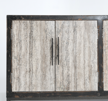 Drake 103" Reclaimed Pine + Travertine 6 Door Sideboard