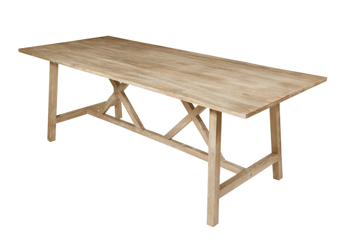 Lennon 84" Trestle Dining Table - White Wash