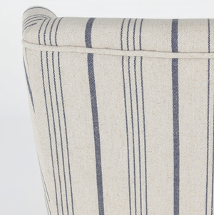 Melanie Wingback Dining Chair - Striped Blue Linen