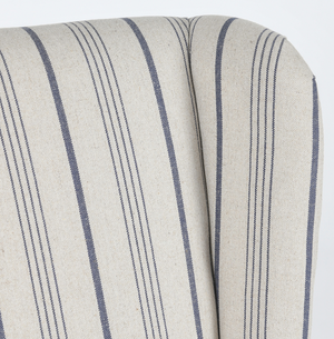 Melanie Wingback Dining Chair - Striped Blue Linen