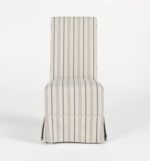 Melanie Upholstered Side Chair - Striped Blue Linen