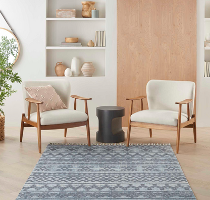 Azteca Area Rug - Light Blue/ Charcoal