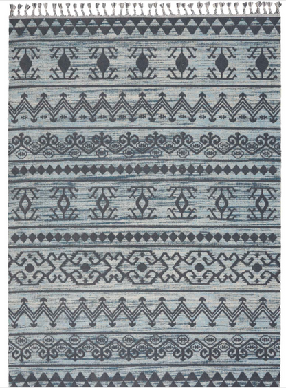 Azteca Area Rug - Light Blue/ Charcoal