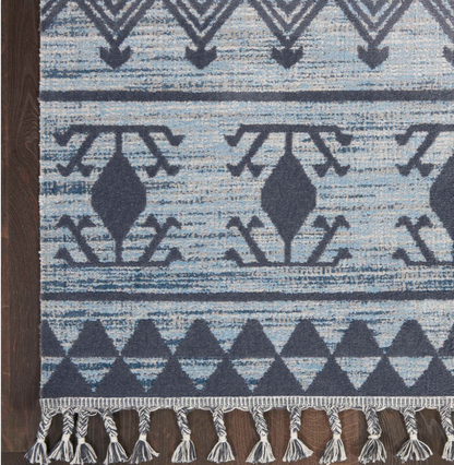 Azteca Area Rug - Light Blue/ Charcoal
