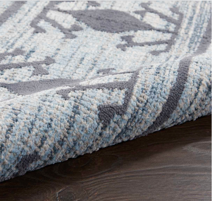 Azteca Area Rug - Light Blue/ Charcoal